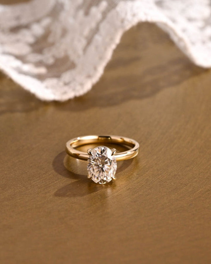 1.0 - 3.0 CT Oval  CVD Diamond Solitaire Engagement Ring