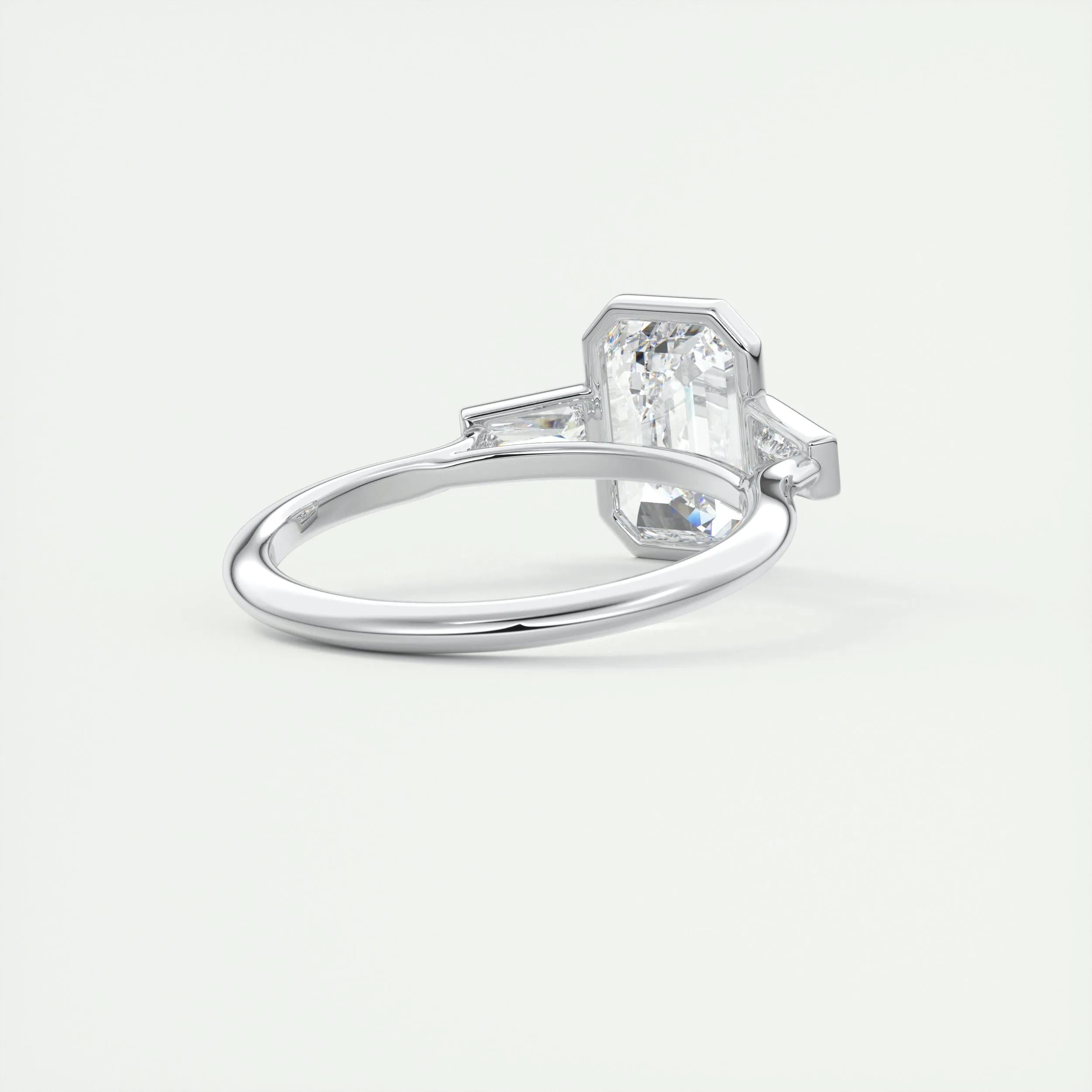 2.5 Ct Emerald Three Stone Bezel Moissanite Engagement Ring