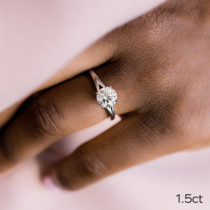 1.50ct Round Moissanite Solitaire Split Shank Style Engagement Ring