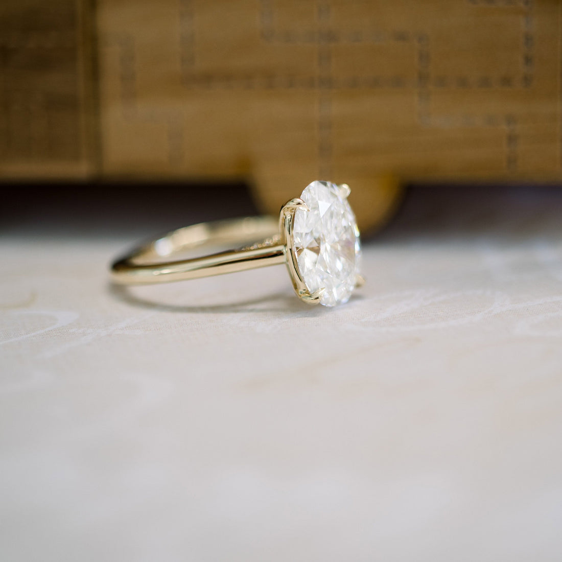 1.75ct Oval Cut Moissanite Solitaire 14K Gold Engagement Ring