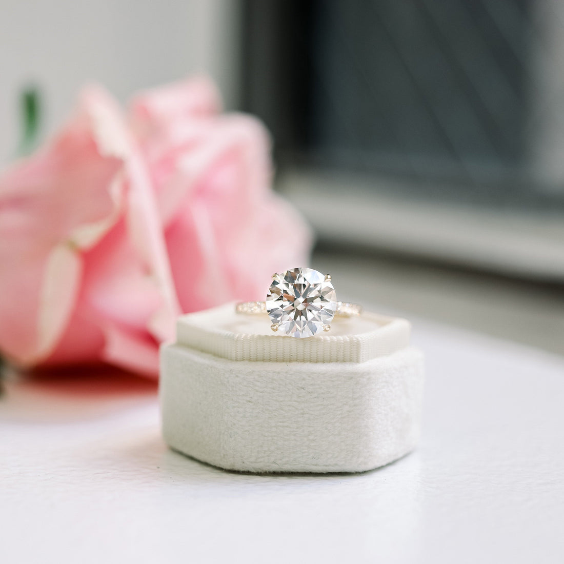 1.50CT Round Brilliant Cut Moissanite Pave Setting Engagement Ring