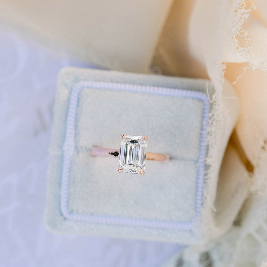 1.75ct Emerald Cut Moissanite Solitaire Engagement Ring