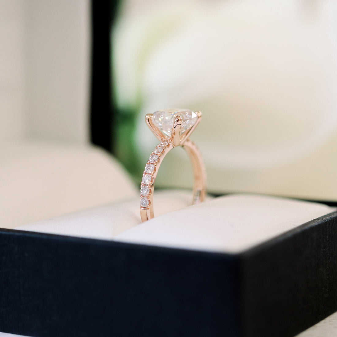 1.75CT Cushion Moissanite Solitaire Pave Setting Engagement Ring