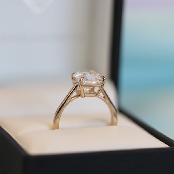 2.50ct Asscher Cut Moissanite Solitaire Engagement Ring