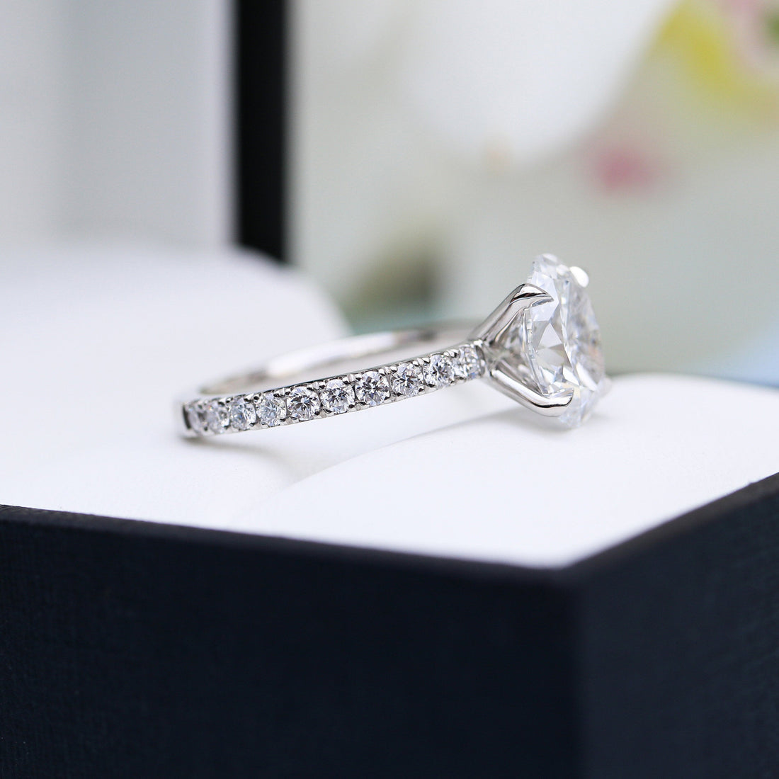 1.75CT Oval Cut Moissanite Pave Setting Engagement Ring