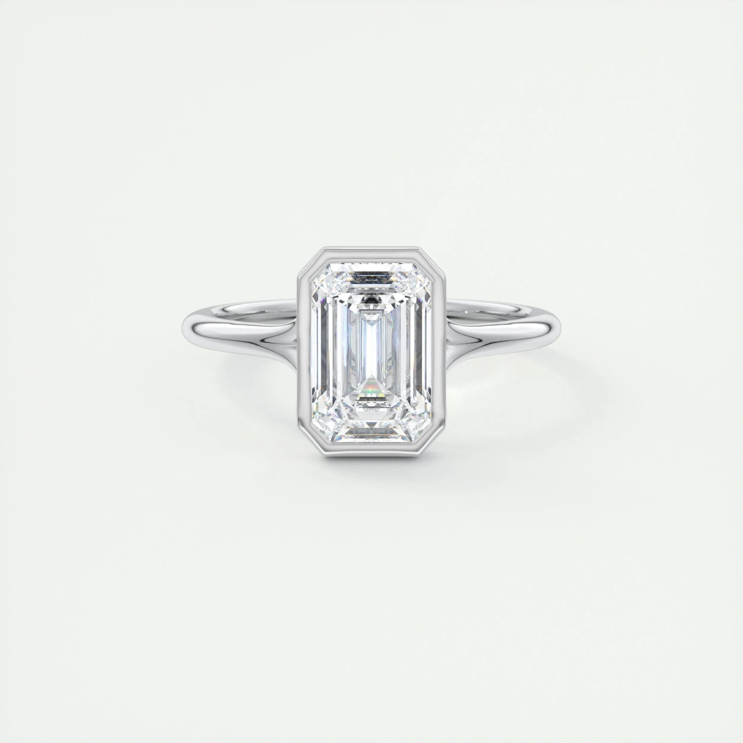 2.0 Ct Emerald Bezel Solitaire Moissanite Engagement Ring