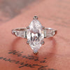 2.0 - 4.0 CT Marquise CVD Diamond Three Stone Style Engagement Ring