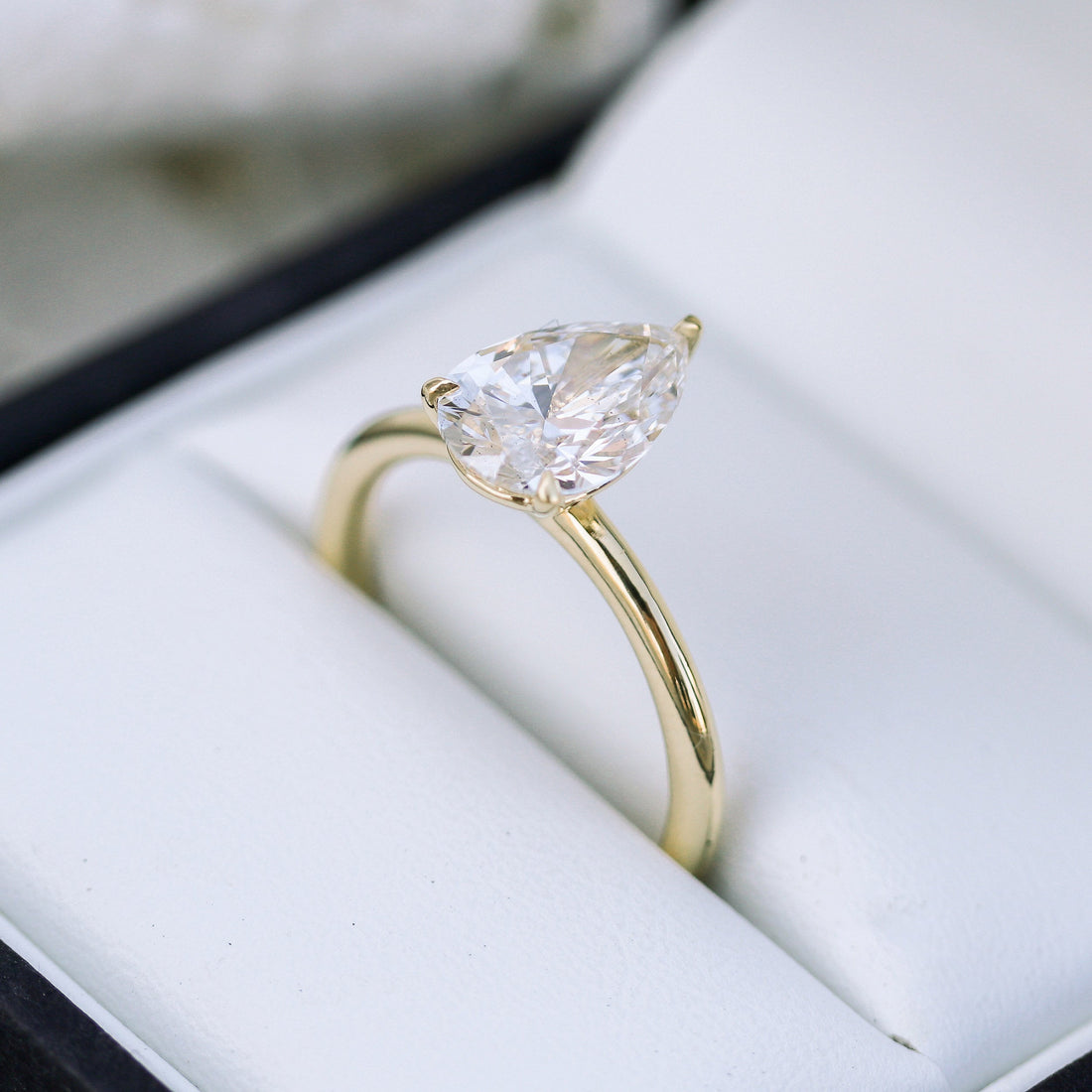2.0ct Pear Cut Moissanite Solitaire Engagement Ring