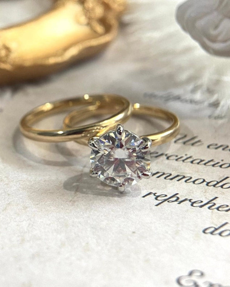 1.0-3.0 CT Round CVD Diamond Solitaire Engagement Ring