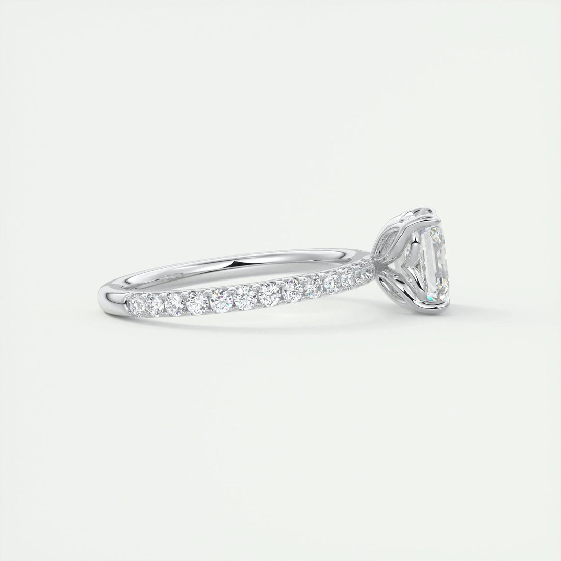 2.0 Ct Asscher  Pavé Moissanite  Diamond  Engagement Ring