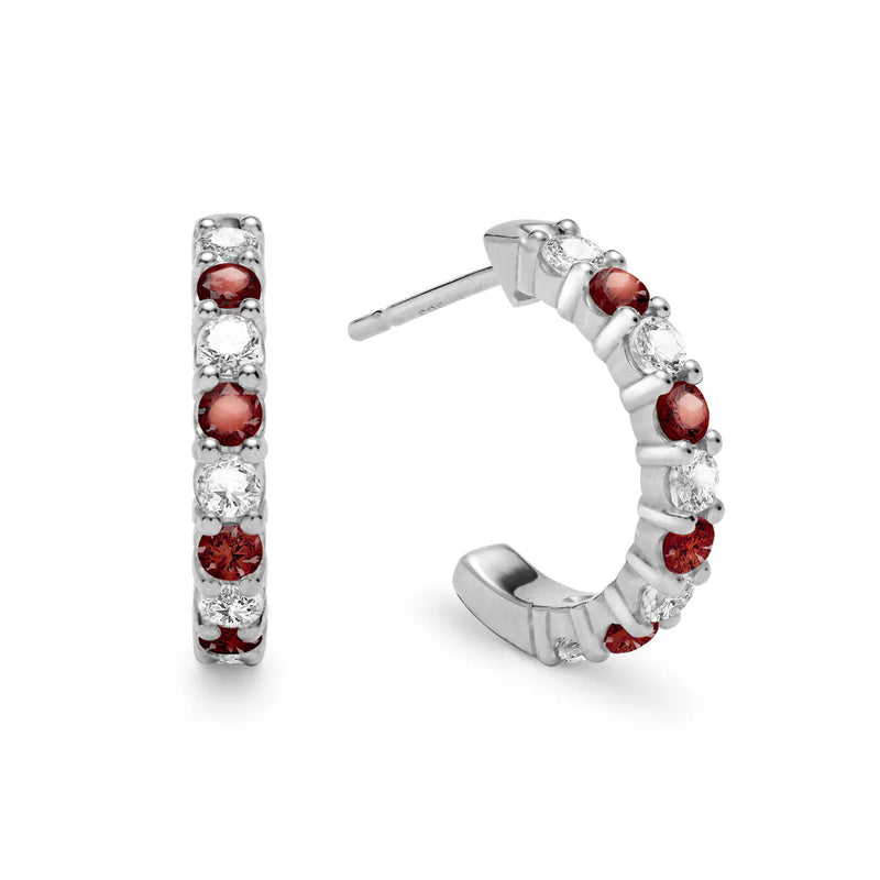 1.20CT Round Garnet Diamond January Birthstone Earrings