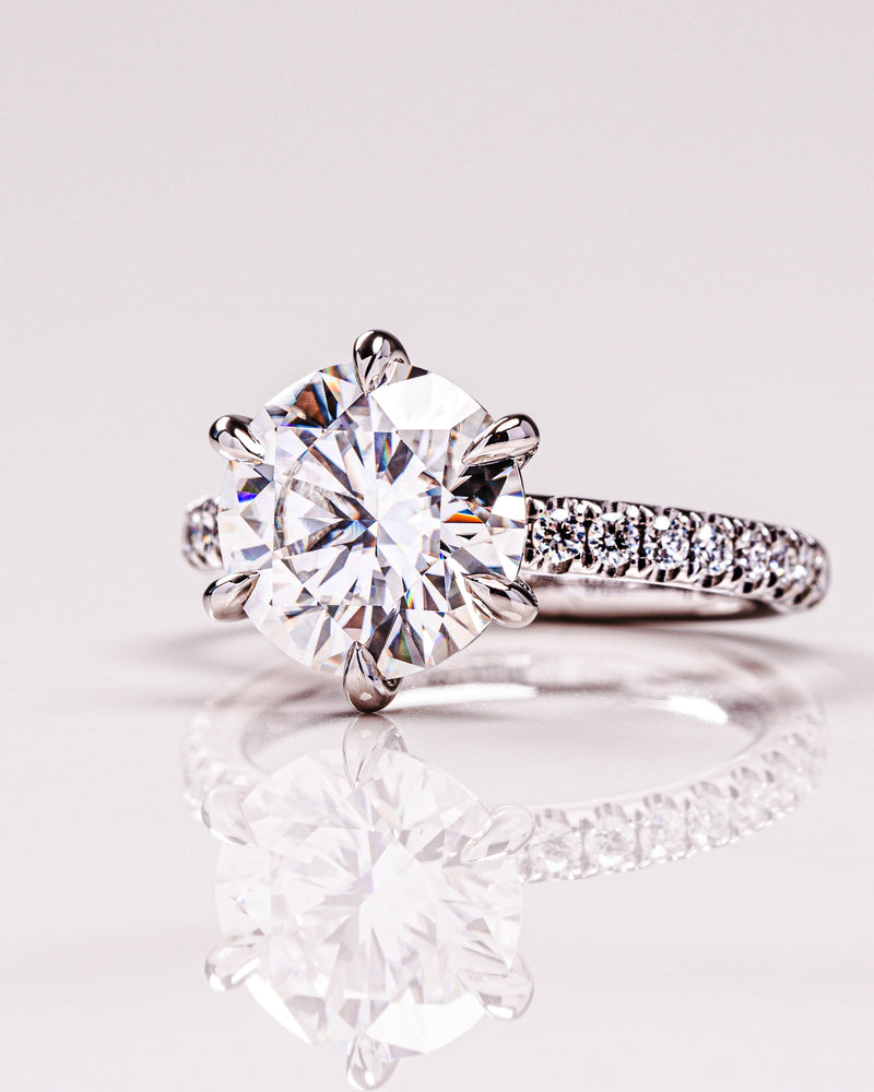 1.0 - 3.26 CT Round F/VS1 CVD Diamond Pave Setting Engagement Ring