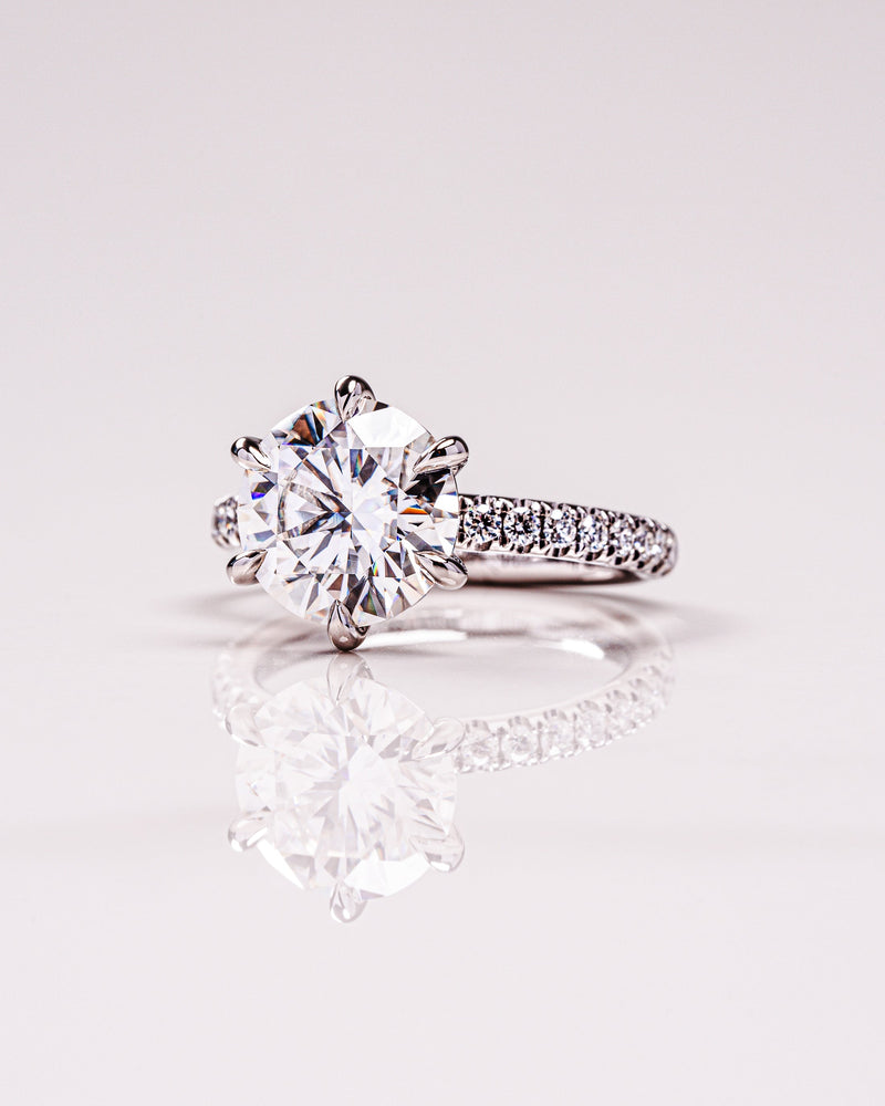 1.0 - 3.26 CT Round F/VS1 CVD Diamond Pave Setting Engagement Ring