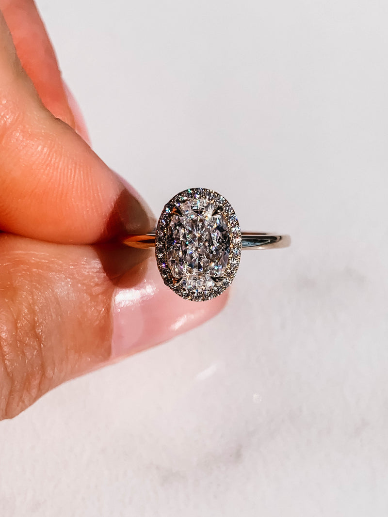 2.0CT Oval Cut Moissanite Halo Engagement Ring