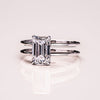 1.50 - 3.0 CT Emerald  CVD Diamond Solitaire Double Band Engagement Ring