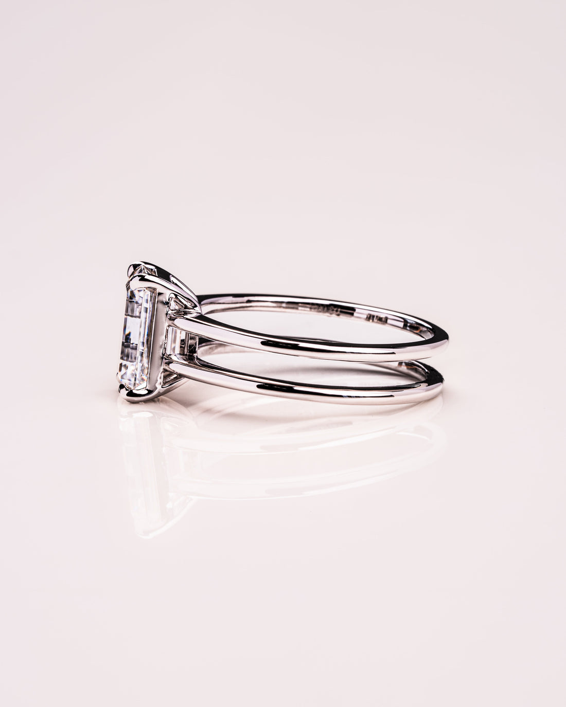 1.50 - 3.0 CT Emerald  CVD Diamond Solitaire Double Band Engagement Ring