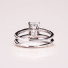 1.50 - 3.0 CT Emerald  CVD Diamond Solitaire Double Band Engagement Ring