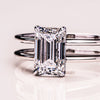 1.50 - 3.0 CT Emerald  CVD Diamond Solitaire Double Band Engagement Ring