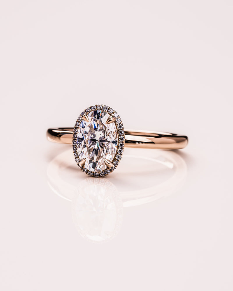 1.80 - 3.80 CT Oval CVD Diamond Halo Engagement Ring