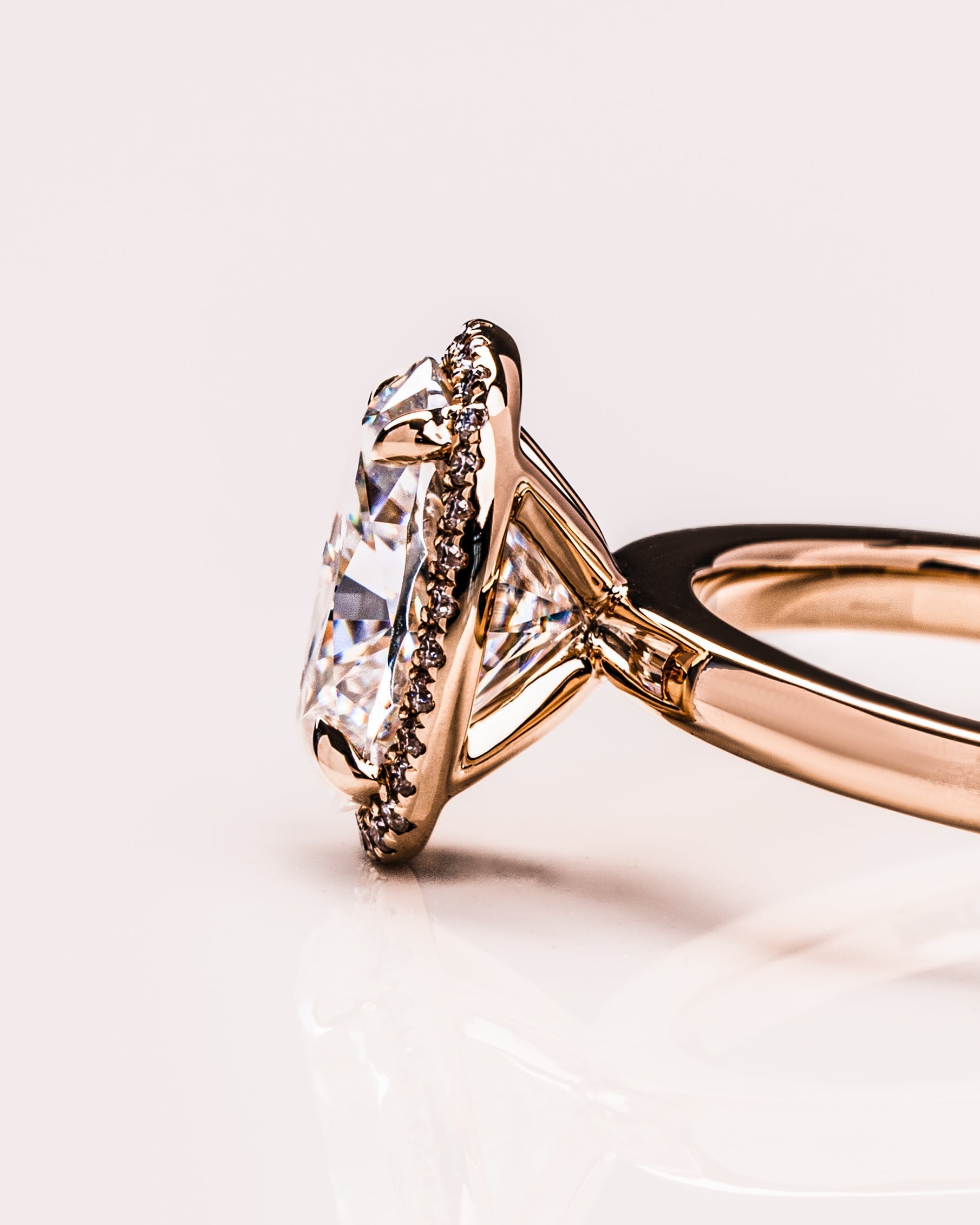 1.80 - 3.80 CT Oval CVD Diamond Halo Engagement Ring