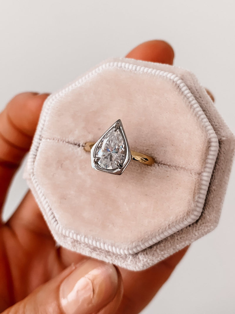 1.50 CT  Pear Cut Solitaire Style Moissanite Engagement Ring