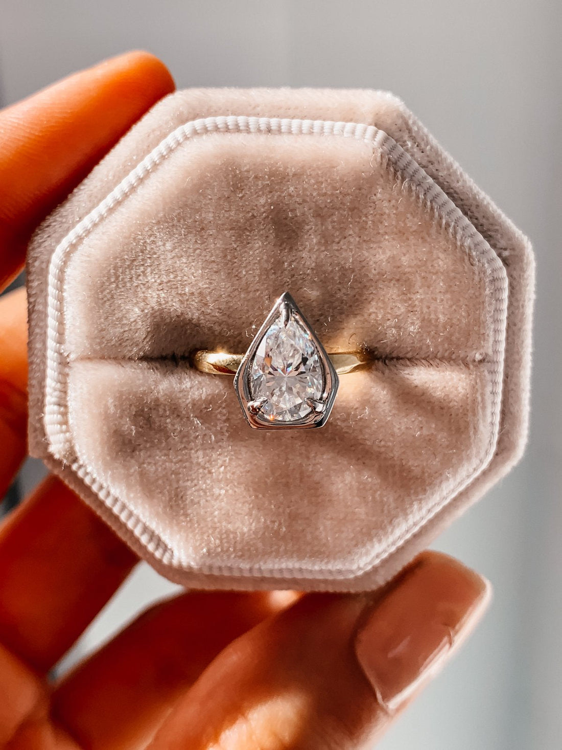 1.50 CT  Pear Cut Solitaire Style Moissanite Engagement Ring