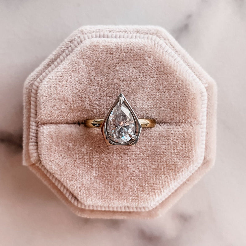 1.50 CT  Pear Cut Solitaire Style Moissanite Engagement Ring