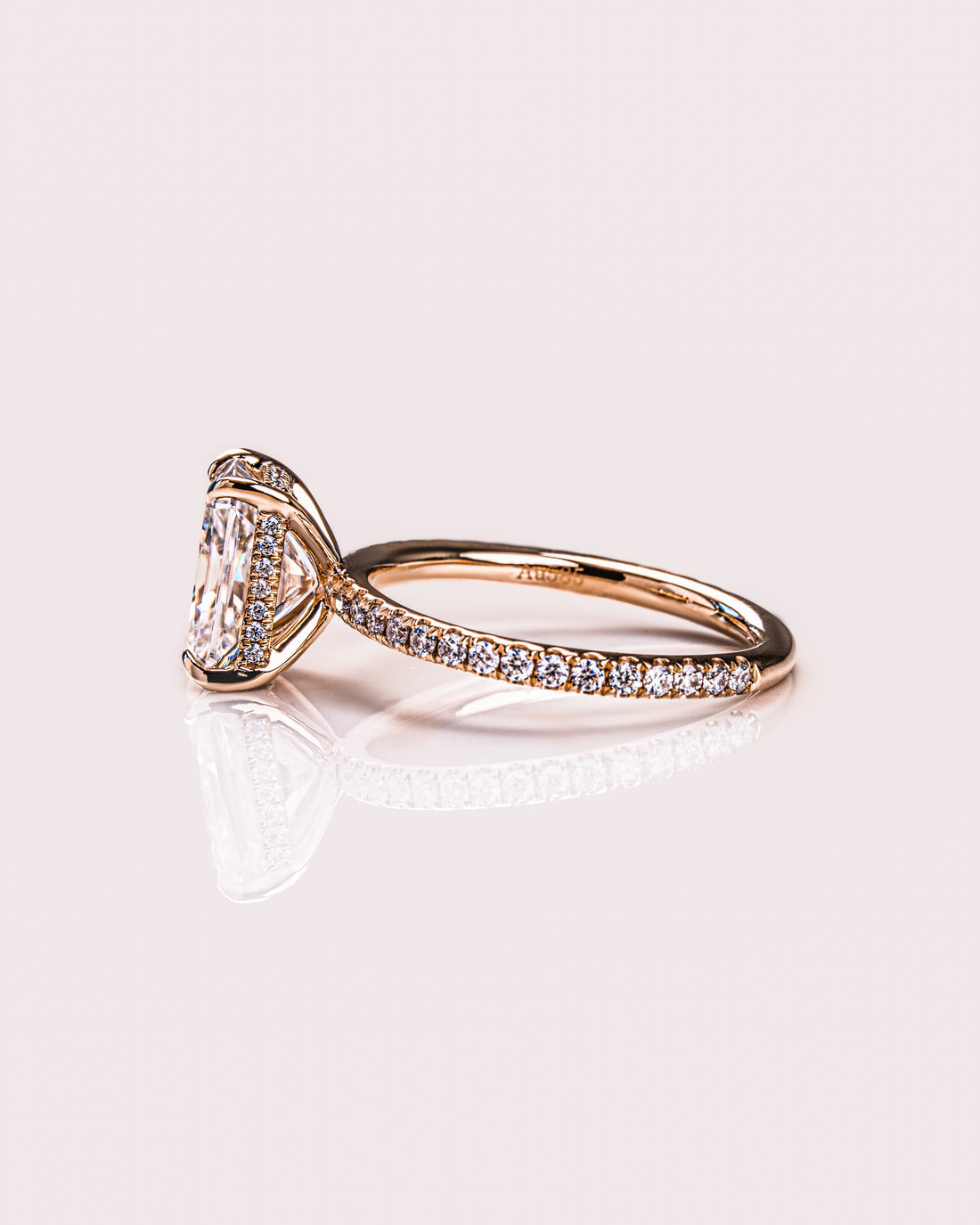 1.43-3.43 CT Radiant CVD Diamond Hidden Halo Pave Setting Engagement Ring