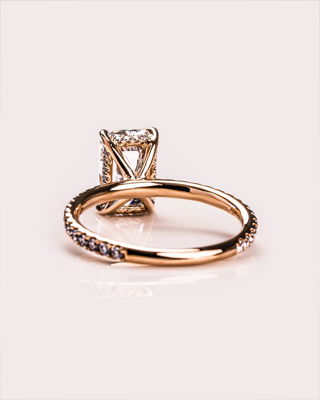 1.43-3.43 CT Radiant CVD Diamond Hidden Halo Pave Setting Engagement Ring