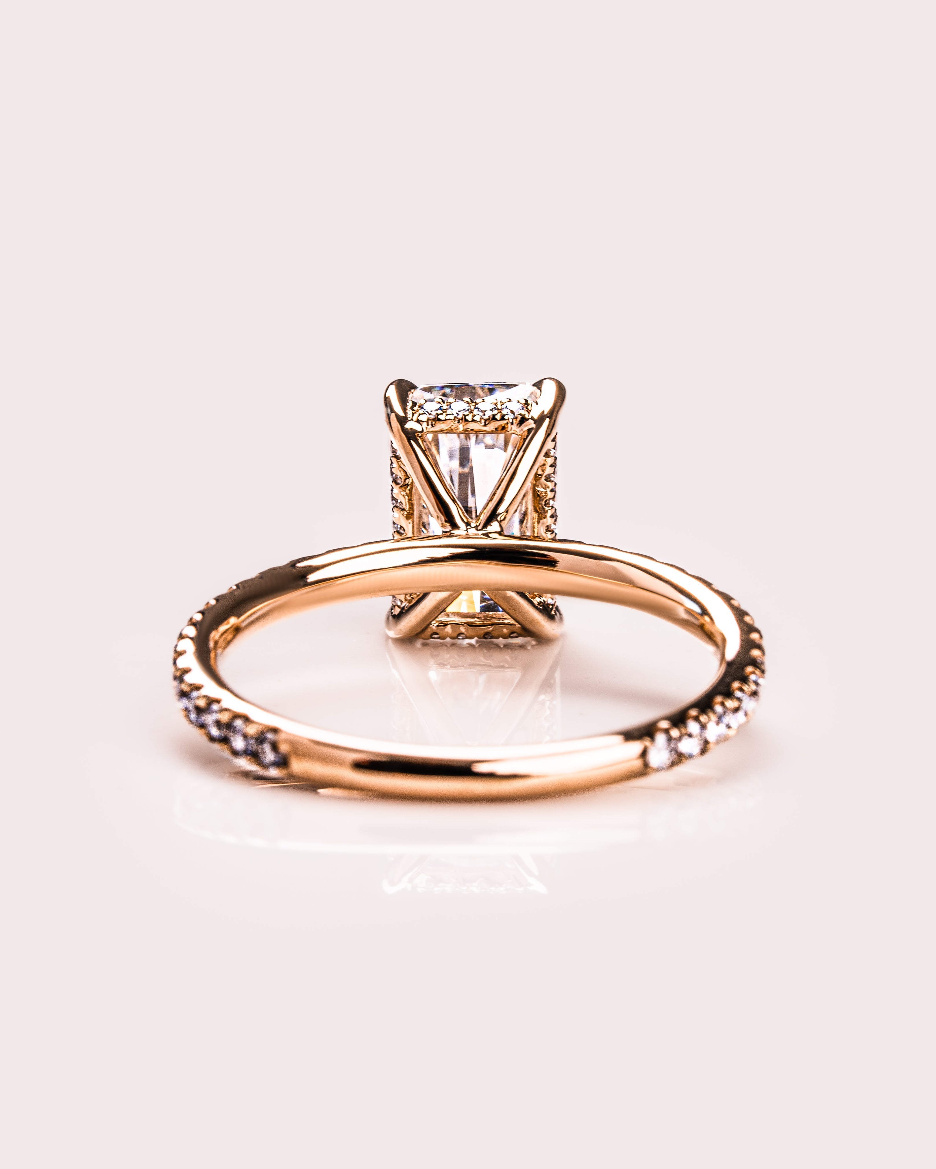 1.43-3.43 CT Radiant CVD Diamond Hidden Halo Pave Setting Engagement Ring