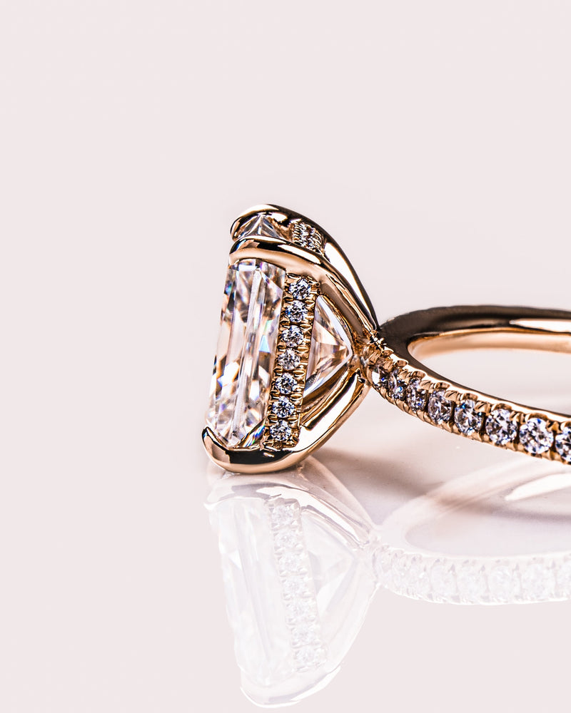 1.43-3.43 CT Radiant CVD Diamond Hidden Halo Pave Setting Engagement Ring