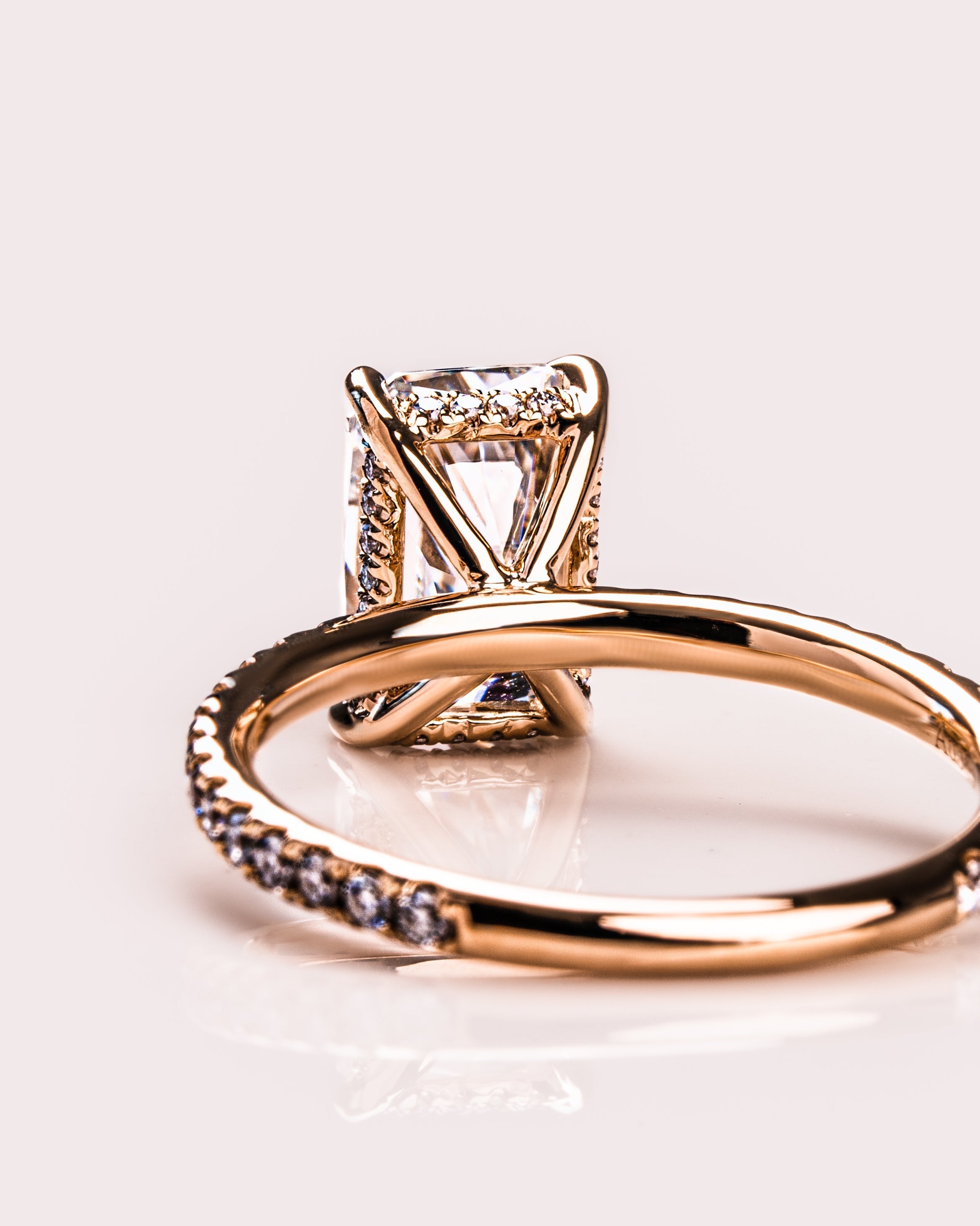 1.43-3.43 CT Radiant CVD Diamond Hidden Halo Pave Setting Engagement Ring