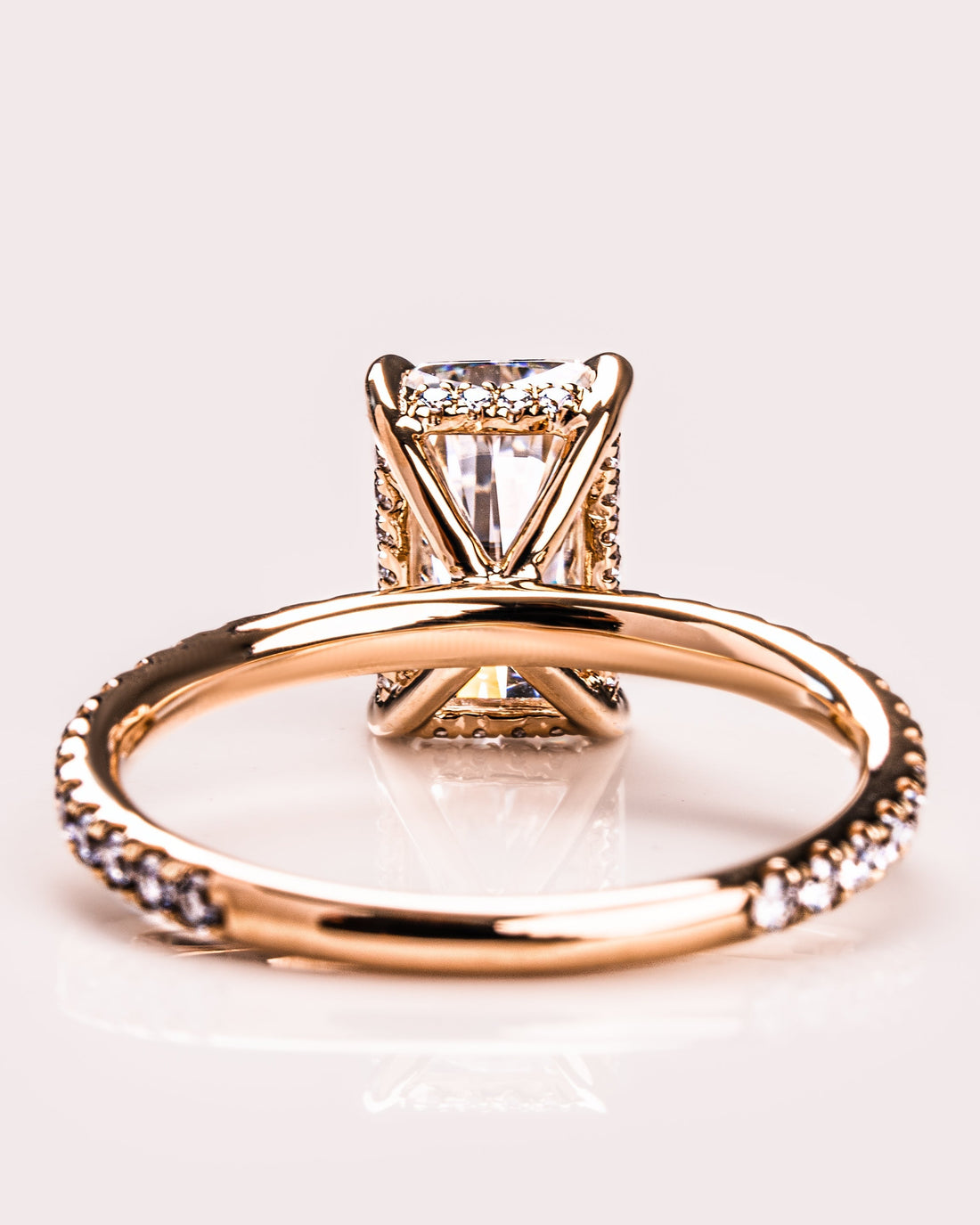 1.43-3.43 CT Radiant CVD Diamond Hidden Halo Pave Setting Engagement Ring