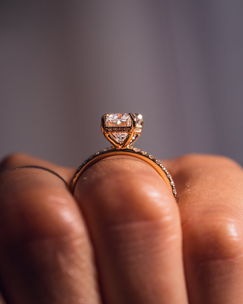 1.43-3.43 CT Radiant CVD Diamond Hidden Halo Pave Setting Engagement Ring