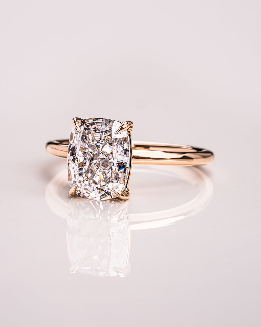 1.15 - 3.15 CT Cushion  CVD Diamond Solitaire Engagement Ring