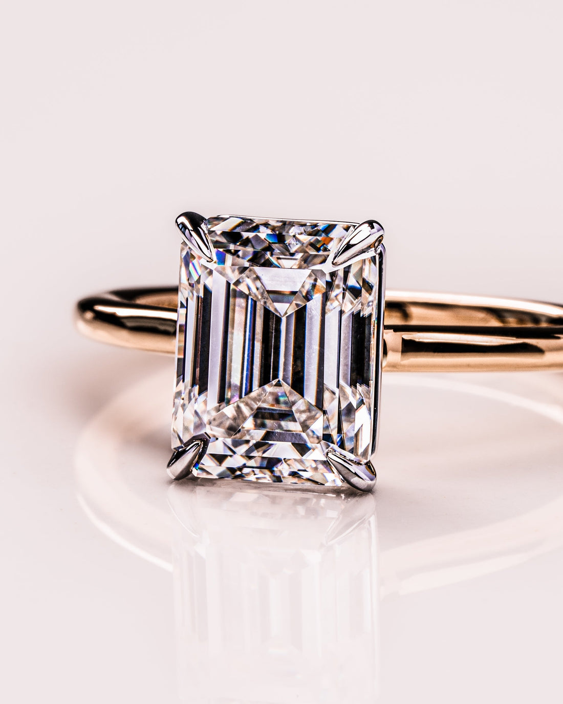 1.50 -3.30 CT Emerald CVD Diamond Solitaire Engagement Ring