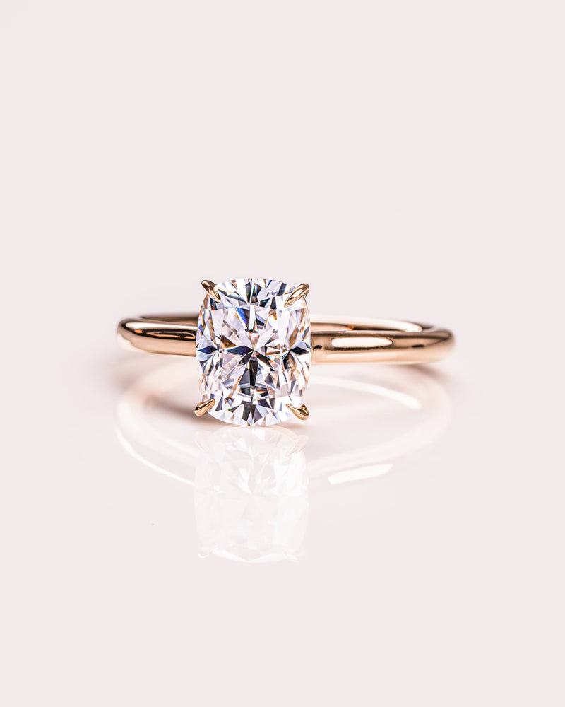 1.15-3.15 CT Cushion CVD Diamond Solitaire Engagement Ring