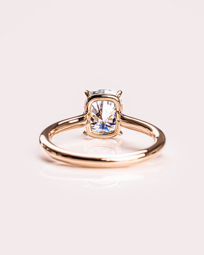 1.15-3.15 CT Cushion CVD Diamond Solitaire Engagement Ring