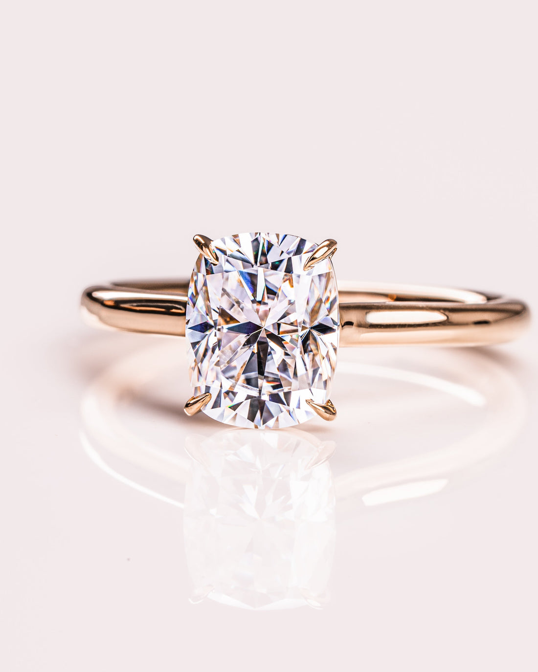 1.15-3.15 CT Cushion CVD Diamond Solitaire Engagement Ring