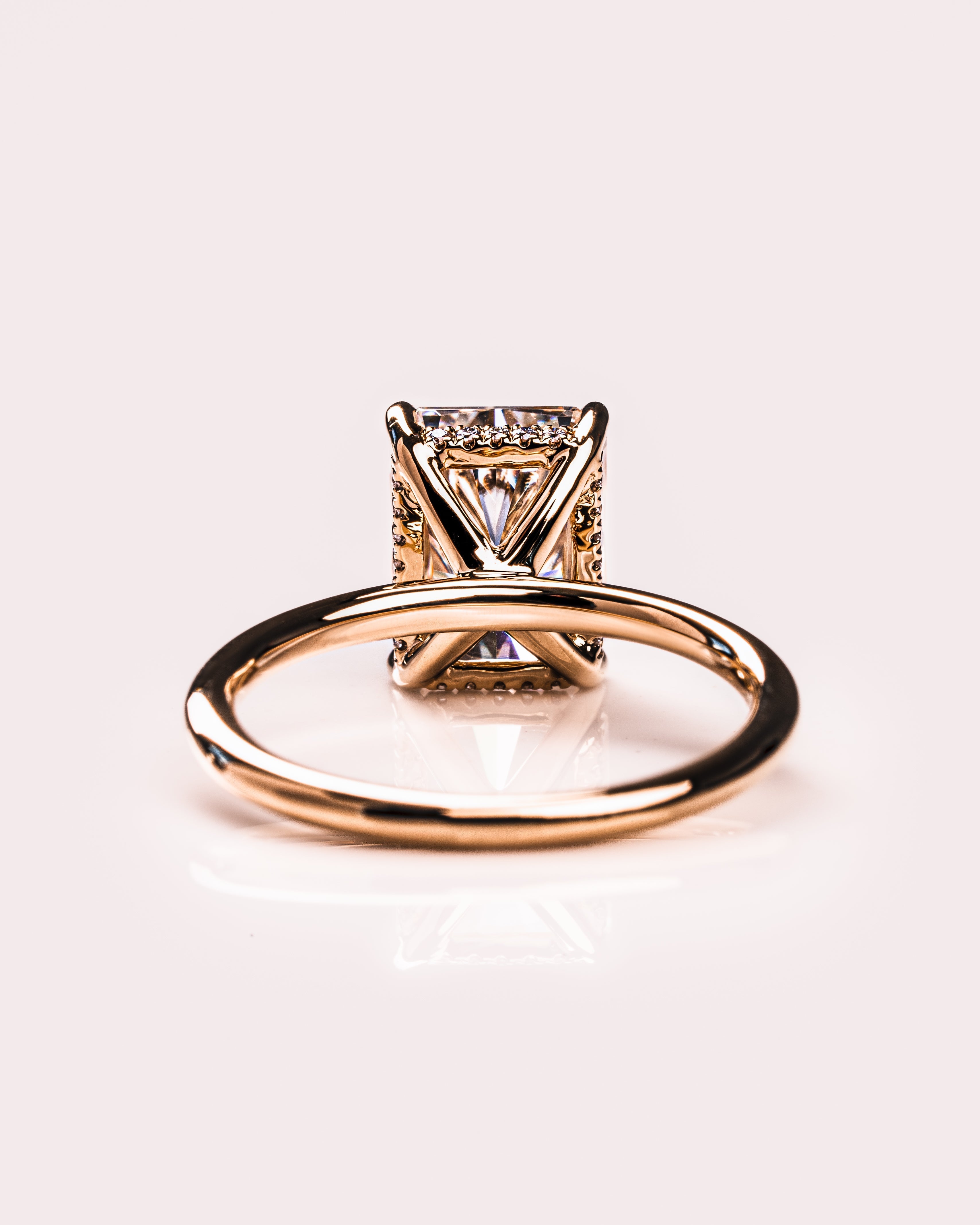 1.43-3.43 CT Radiant  CVD Diamond Hidden Halo Engagement Ring