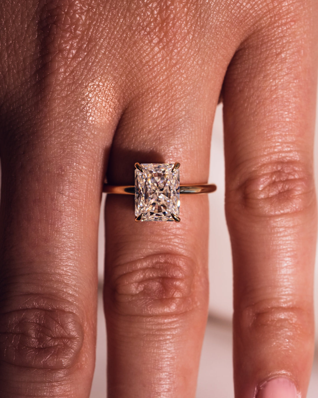 1.43-3.43 CT Radiant  CVD Diamond Hidden Halo Engagement Ring