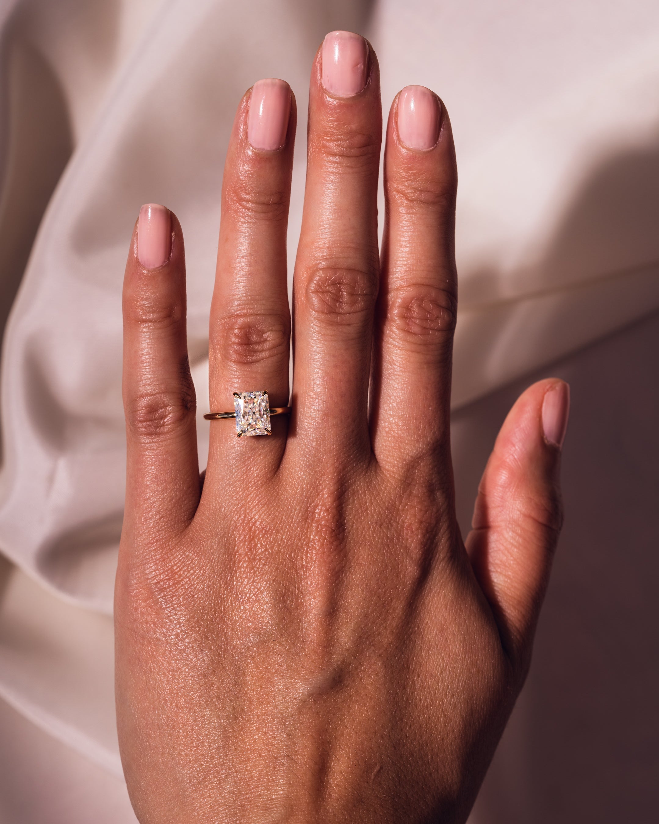 1.43-3.43 CT Radiant  CVD Diamond Hidden Halo Engagement Ring