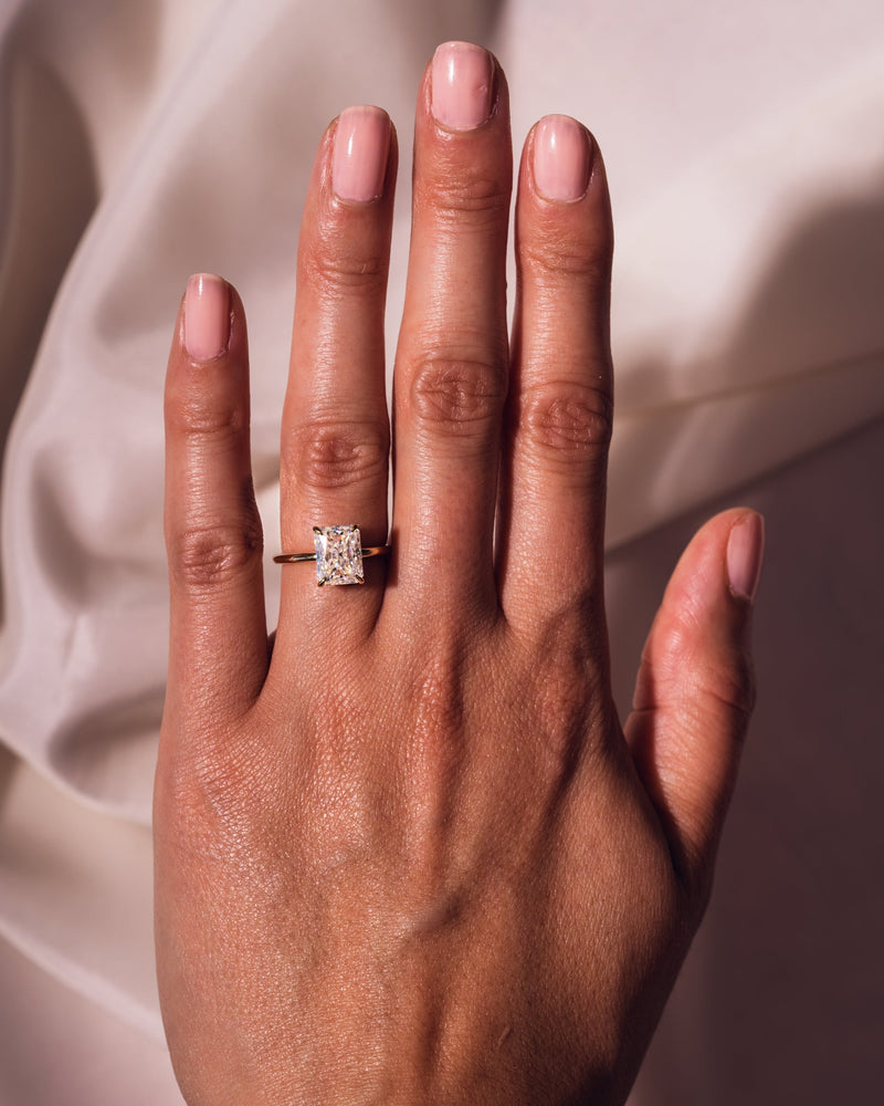 1.43-3.43 CT Radiant  CVD Diamond Hidden Halo Engagement Ring