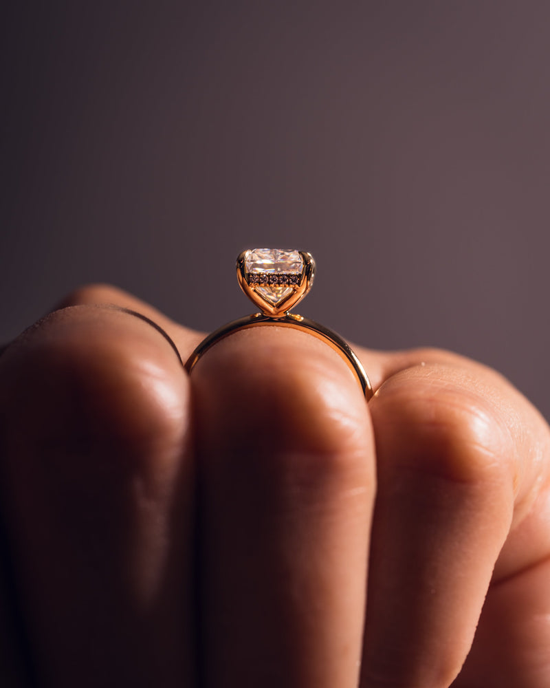 1.43-3.43 CT Radiant  CVD Diamond Hidden Halo Engagement Ring