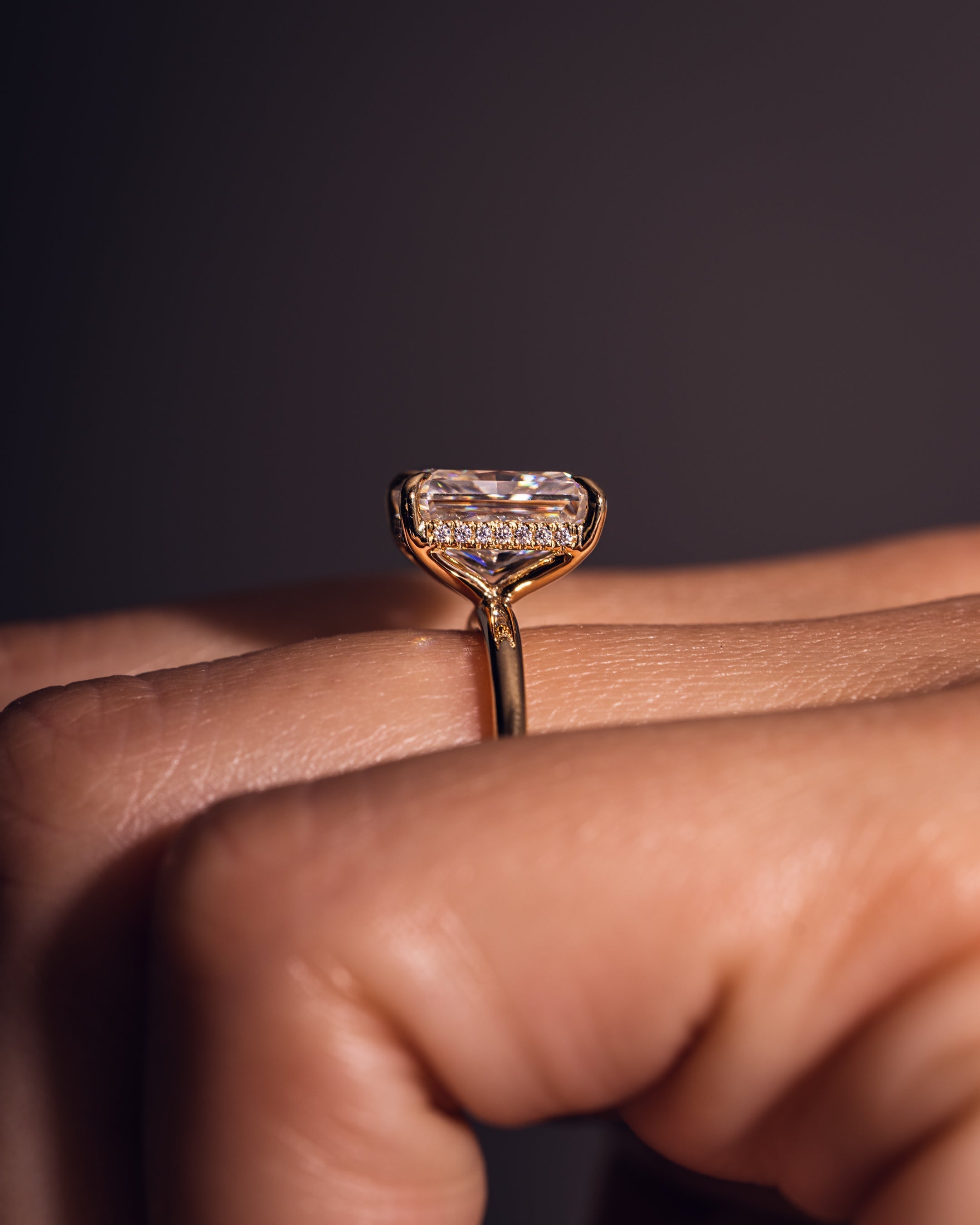 1.43-3.43 CT Radiant  CVD Diamond Hidden Halo Engagement Ring