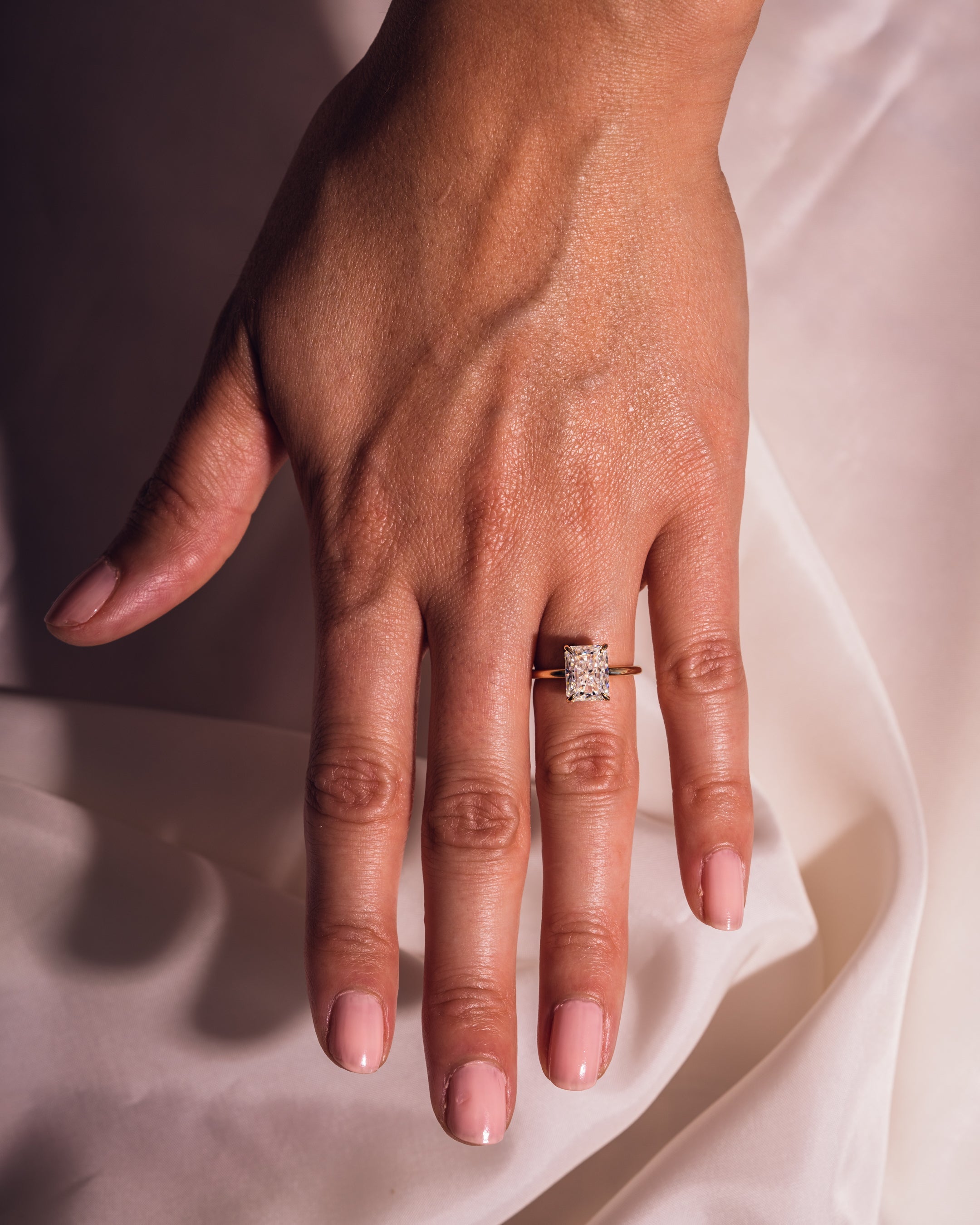 1.43-3.43 CT Radiant  CVD Diamond Hidden Halo Engagement Ring