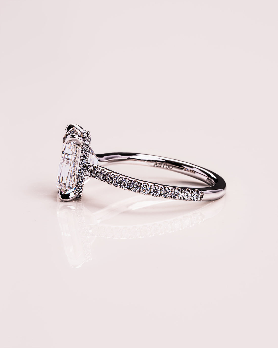 1.50 CT-3.50 CT Emerald  CVD Diamond Hidden Halo Pave Setting Engagement Ring