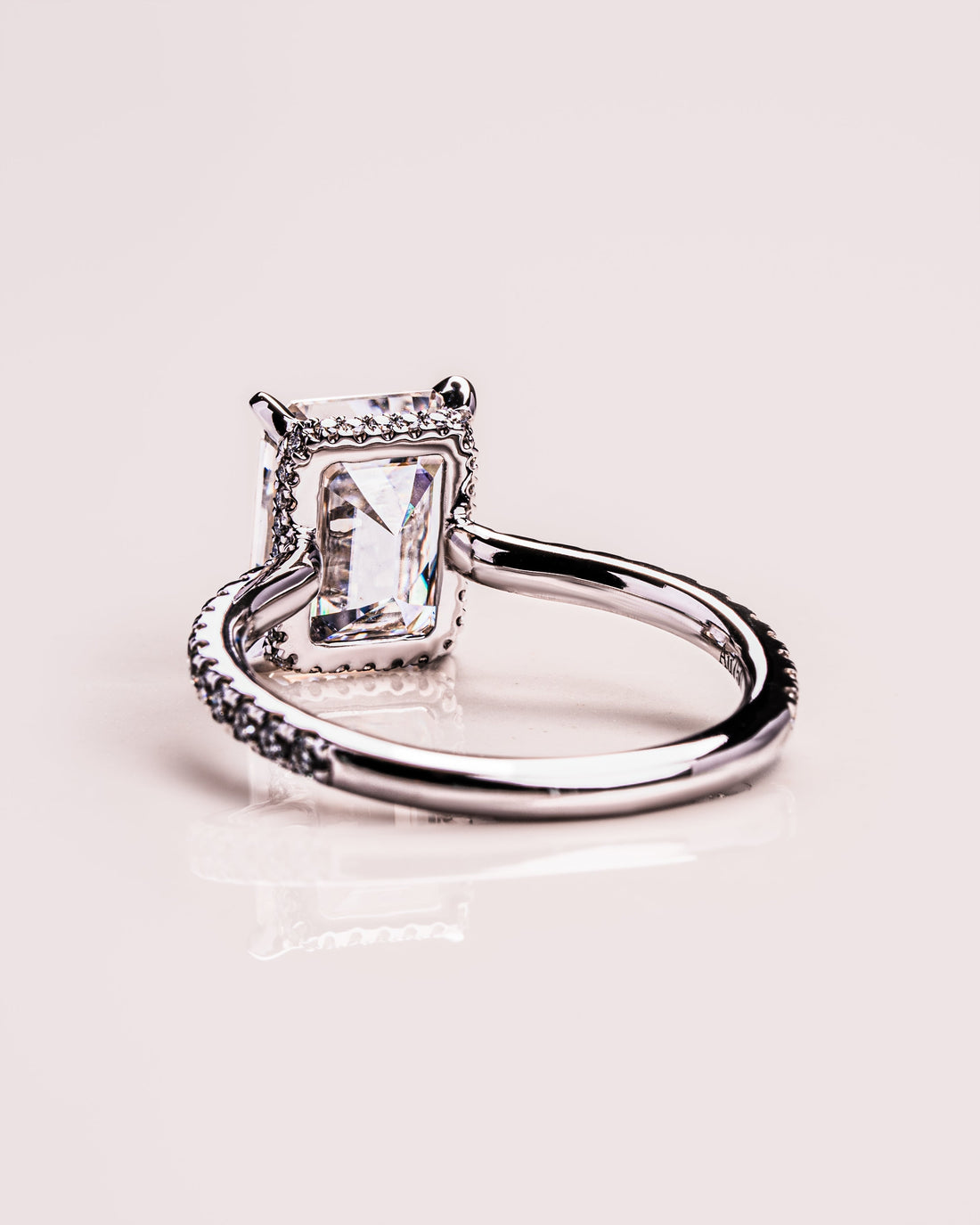 1.50 CT-3.50 CT Emerald  CVD Diamond Hidden Halo Pave Setting Engagement Ring