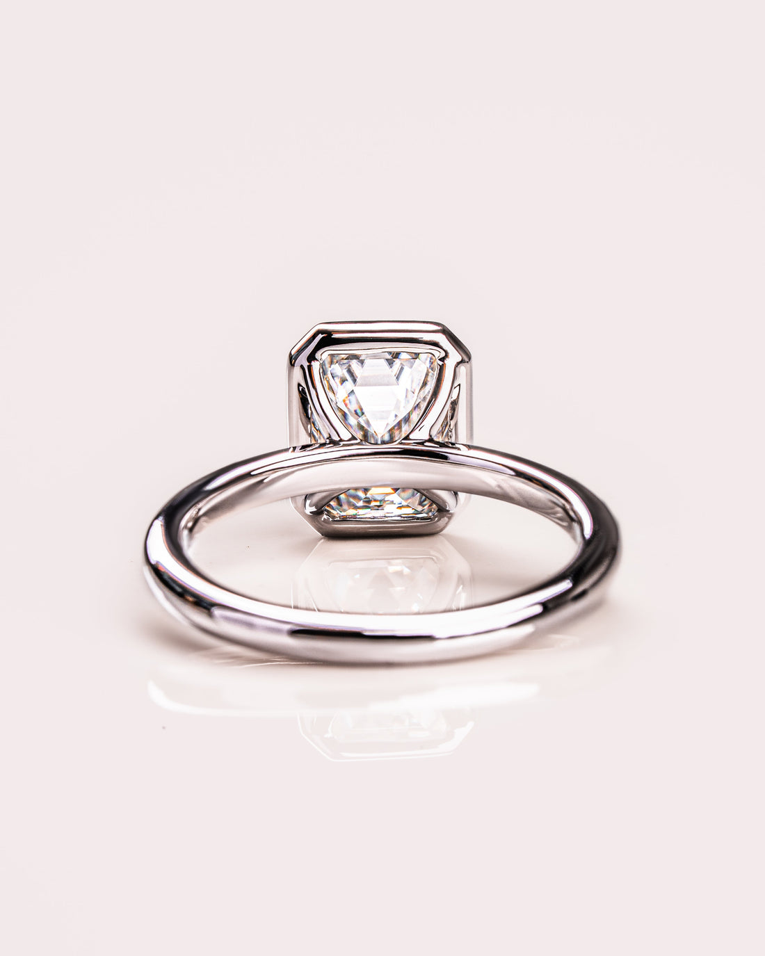 1.0- 2.30  CT Emerald E color Clarity CVD Diamond Bezel Solitaire Engagement Ring
