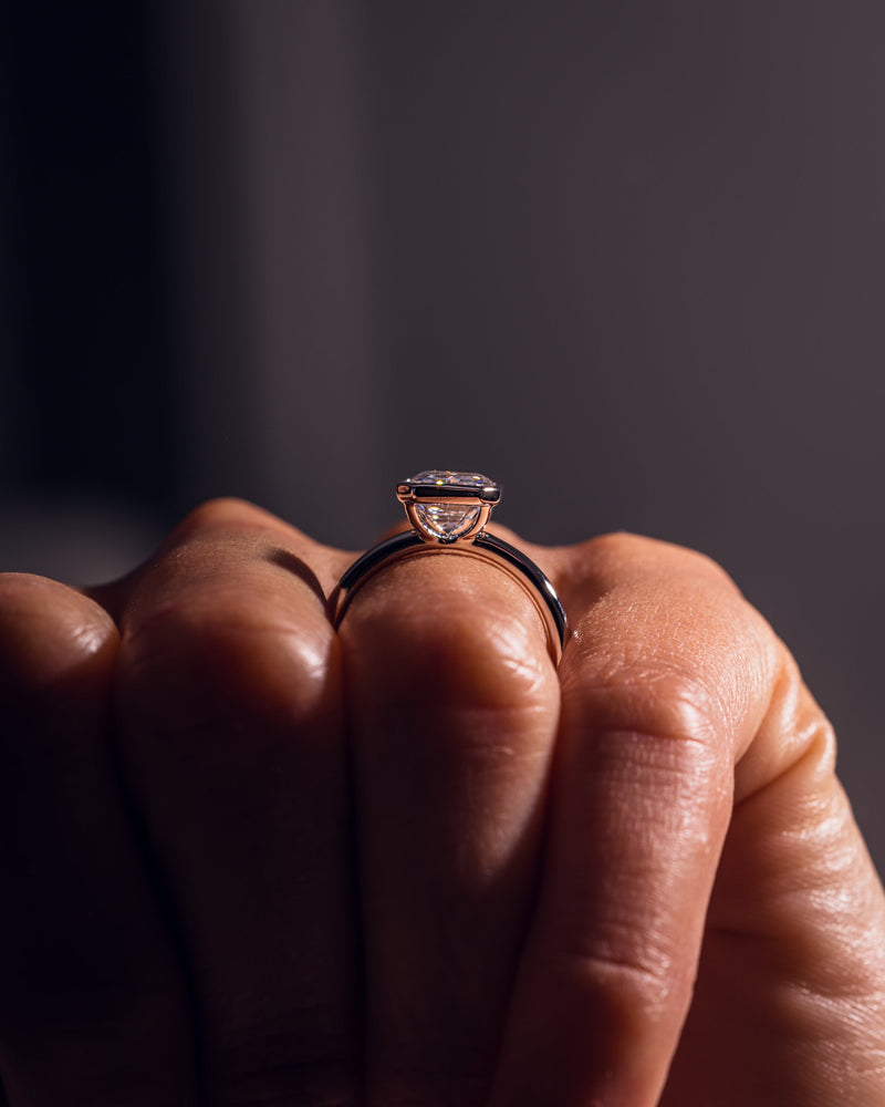 1.0-2.30  CT Emerald  CVD Diamond Bezel Solitaire Engagement Ring